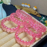 Pink Rose Quartz Gemstone Bracelet Bangle 14x10mm Beads