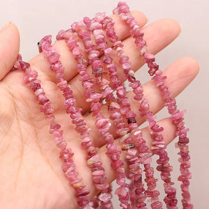 Pink Tourmaline Chip Beads for DIY Jewelry Making 15''