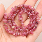 Pink Tourmaline Chip Beads for DIY Jewelry Making 15''