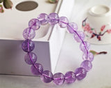 Purple Amethyst Quartz Bracelet Round Beads 8mm 10mm 12mm