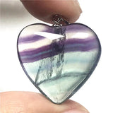 Rainbow Fluorite Heart Necklace Pendant Gemstone Jewelry