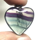 Rainbow Fluorite Heart Necklace Pendant Gemstone Jewelry
