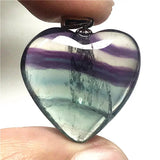 Rainbow Fluorite Heart Necklace Pendant Gemstone Jewelry