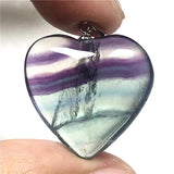 Rainbow Fluorite Heart Necklace Pendant Gemstone Jewelry