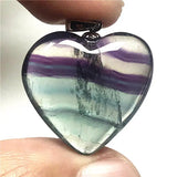 Rainbow Fluorite Heart Necklace Pendant Gemstone Jewelry