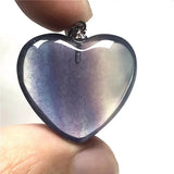 Rainbow Fluorite Heart Necklace Pendant Crystal Jewelry