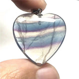 Rainbow Fluorite Heart Pendant Necklace 26x6mm