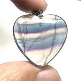 Rainbow Fluorite Heart Pendant Necklace 26x6mm