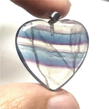 Rainbow Fluorite Heart Pendant Necklace 26x6mm