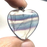 Rainbow Fluorite Heart Pendant Necklace 26x6mm