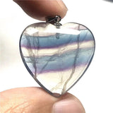 Rainbow Fluorite Heart Pendant Necklace 26x6mm