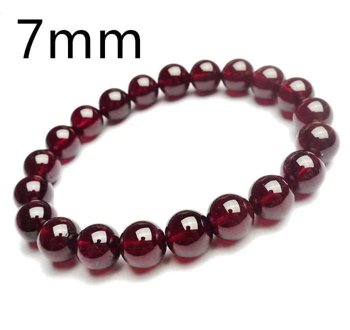 Red Garnet Bracelet Round Crystal Bead Jewelry Women AAAAA