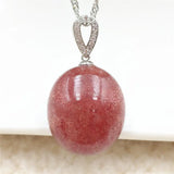 Natural Red Ice Strawberry Quartz Pendant 22x20x11mm For Women