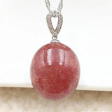 Natural Red Ice Strawberry Quartz Pendant 22x20x11mm For Women