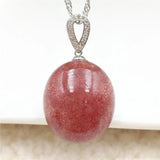 Natural Red Ice Strawberry Quartz Pendant 22x20x11mm For Women