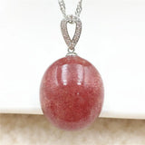 Natural Red Ice Strawberry Quartz Pendant 22x20x11mm For Women
