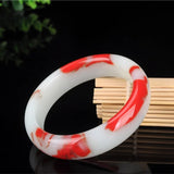 Natural Red Jade Bangle Bracelet Chinese Jadeite Carved Charm Jewelry