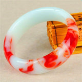 Natural Red Jade Bangle Bracelet Chinese Jadeite Carved Charm Jewelry