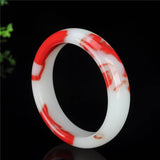 Natural Red Jade Bangle Bracelet Chinese Jadeite Carved Charm Jewelry