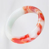 Natural Red Jade Bangle Bracelet Chinese Jadeite Carved Charm Jewelry