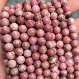 Natural Rhodonite Stone Beads 6/8/10mm Round Loose No Dyed Rhodochrosite Bead