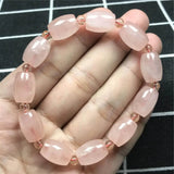 Rose Quartz Crystal Bracelet Lady Luck Gift 14x12mm Beads Jewelry