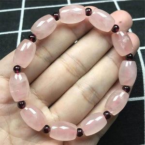 Rose Quartz Crystal Bracelet Lady Luck Gift 14x12mm Beads Jewelry
