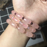 Rose Quartz Crystal Bracelet Lady Luck Gift 14x12mm Beads Jewelry