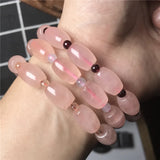 Rose Quartz Crystal Bracelet Lady Luck Gift 14x12mm Beads Jewelry