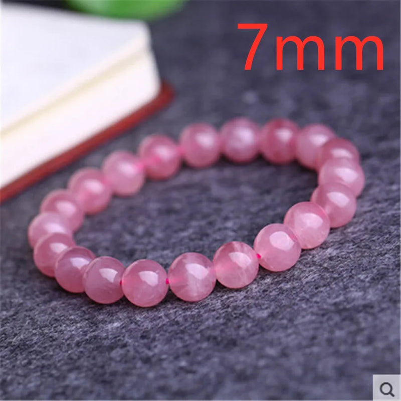 Rose Quartz Pink Bracelet Madagascar Stretch Woman 8mm Beads AAAAA