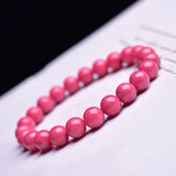 Rose Rhodonite Gemstone Bead Stretch Bracelet 8mm