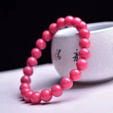 Rose Rhodonite Gemstone Bead Stretch Bracelet 8mm