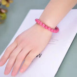 Rose Rhodonite Gemstone Bead Stretch Bracelet 8mm