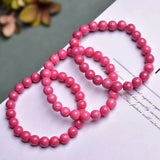 Rose Rhodonite Gemstone Bead Stretch Bracelet 8mm