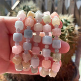 Natural Stone Morganite Sugar Cube Beads Bracelet for Women