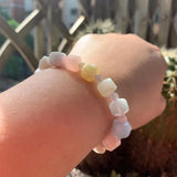 Natural Stone Morganite Sugar Cube Beads Bracelet for Women