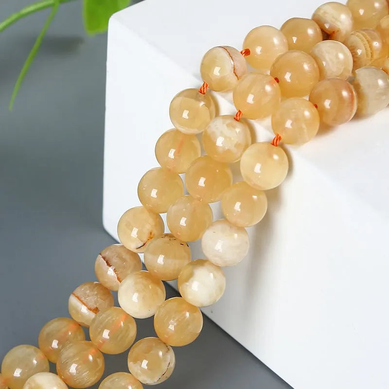 Yellow Calcite Beads Smooth Charm Gemstone for DIY Jewelry Making