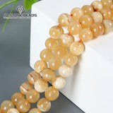 Yellow Calcite Beads Smooth Charm Gemstone for DIY Jewelry Making