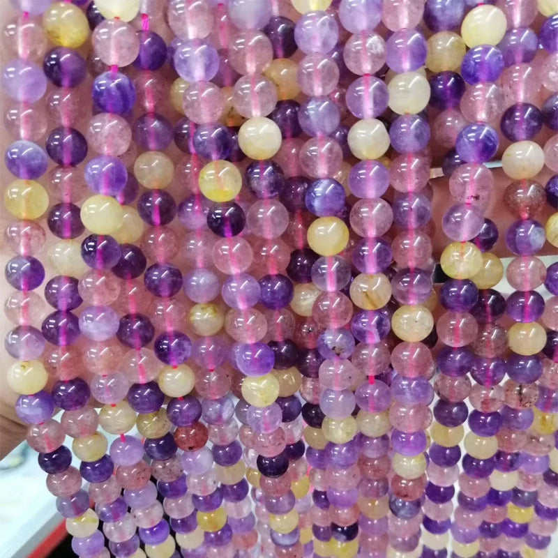 7 Crystal Stone Beads 4/6/8/10MM Round Gemstone Bead for DIY Bracelet 15''