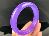 Hand-Carved Natural Violet Jade Bangle Bracelet