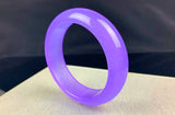 Hand-Carved Natural Violet Jade Bangle Bracelet