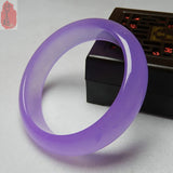 Hand-Carved Natural Violet Jade Bangle Bracelet