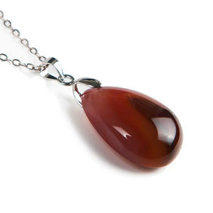 Natural Warring State Red Agate Pendant Necklace Charms Crystal Water Drop Bead