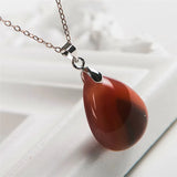 Natural Warring State Red Agate Pendant Necklace Charms Crystal Water Drop Bead