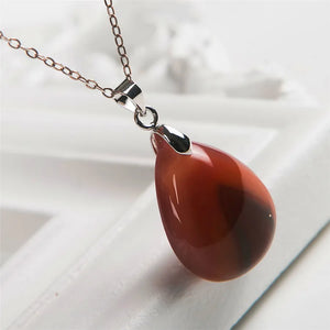 Natural Warring State Red Agate Pendant Necklace Charms Crystal Water Drop Bead