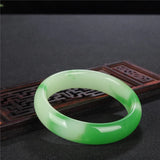 Hand-Carved Green Jade Bangle Bracelet Charm