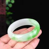 Hand-Carved Green Jade Bangle Bracelet Charm