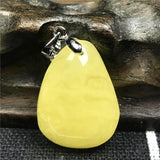 Natural Yellow Amber Necklace Pendant Crystal 23x17mm Stone Silver Hook AAAAA