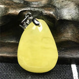 Natural Yellow Amber Necklace Pendant Crystal 23x17mm Stone Silver Hook AAAAA