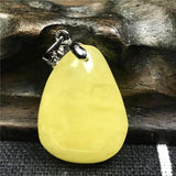 Natural Yellow Amber Necklace Pendant Crystal 23x17mm Stone Silver Hook AAAAA